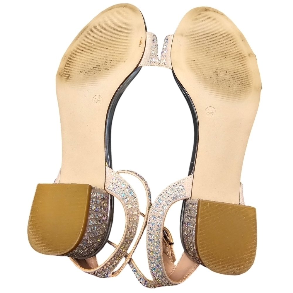 Maripe Strut Rhinestone Faux Suede Low Block Heel Sandal Dress Shoe Sz. 9.5 - Picture 5 of 9